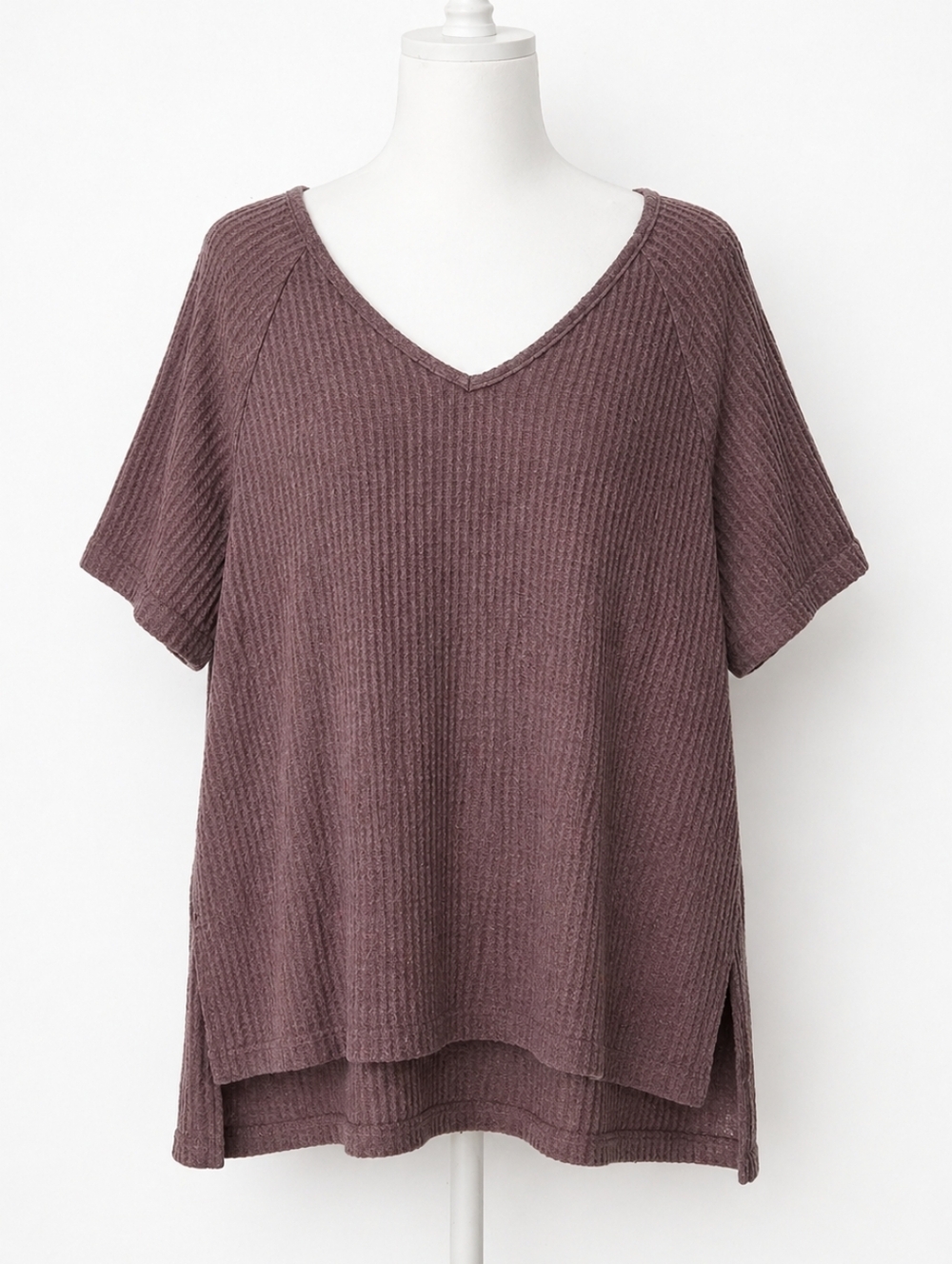 SHEIN Mauve Waffle-Knit Top